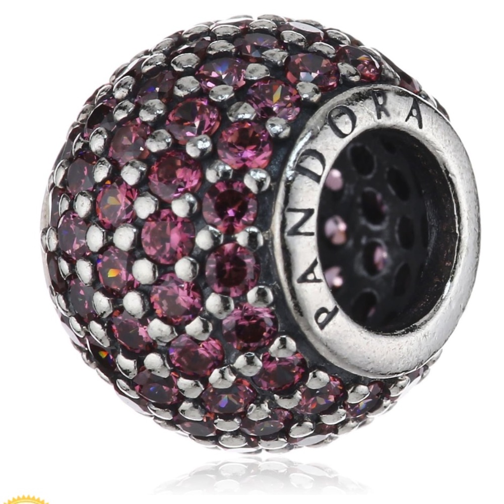 Authentic Rare Retired PANDORA Red PAVE LIGHTS Clear ZIRCONIA Bead Charm Winter